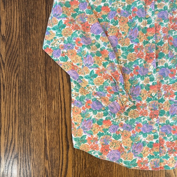 Vintage 90s Gap Floral Printed Canvas Shirt - Picture 3 of 10
